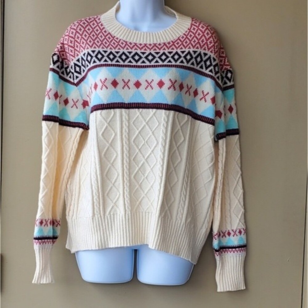 Love + Harmony Fair Isle Knit Colorful Sweater NWT size large